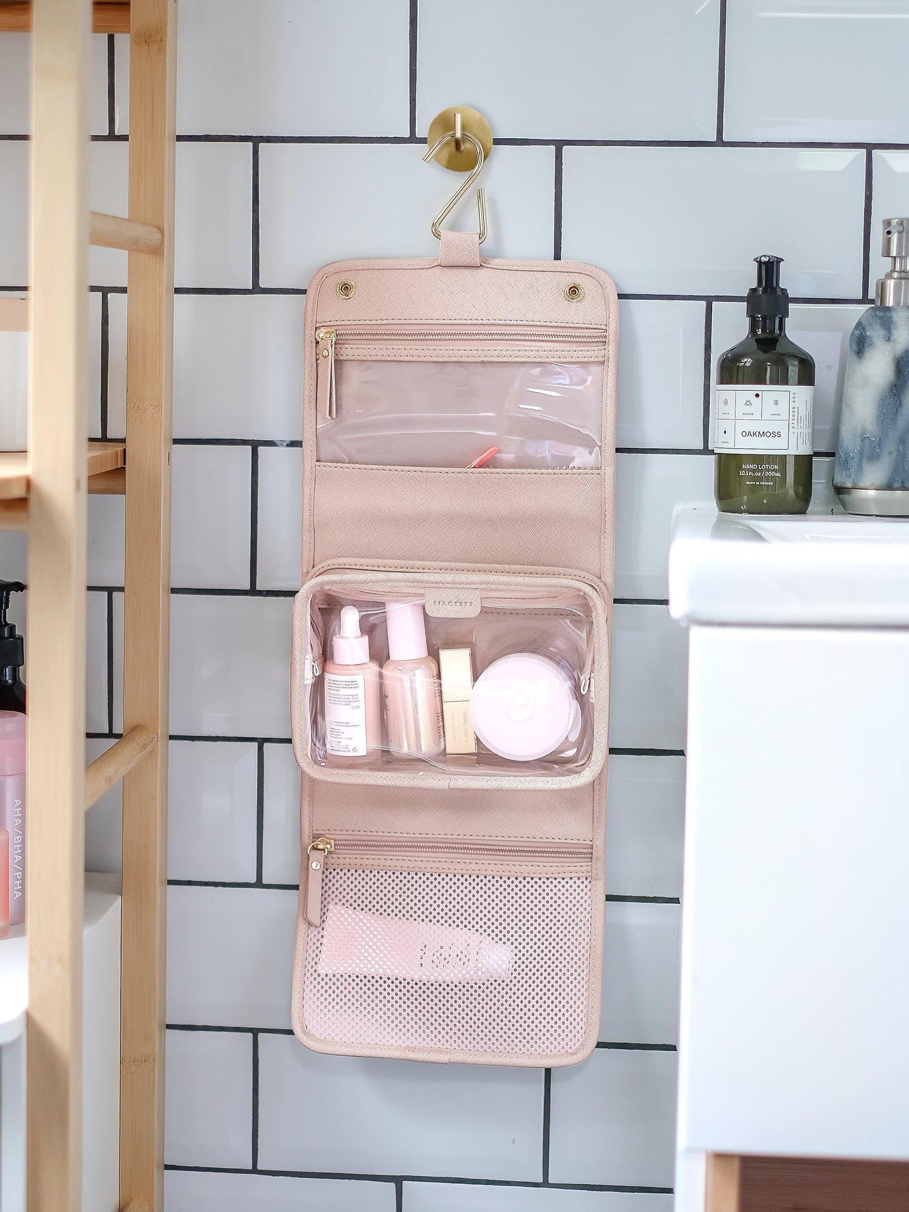 Stackers hanging travel wash bag clear compartment (British brand)