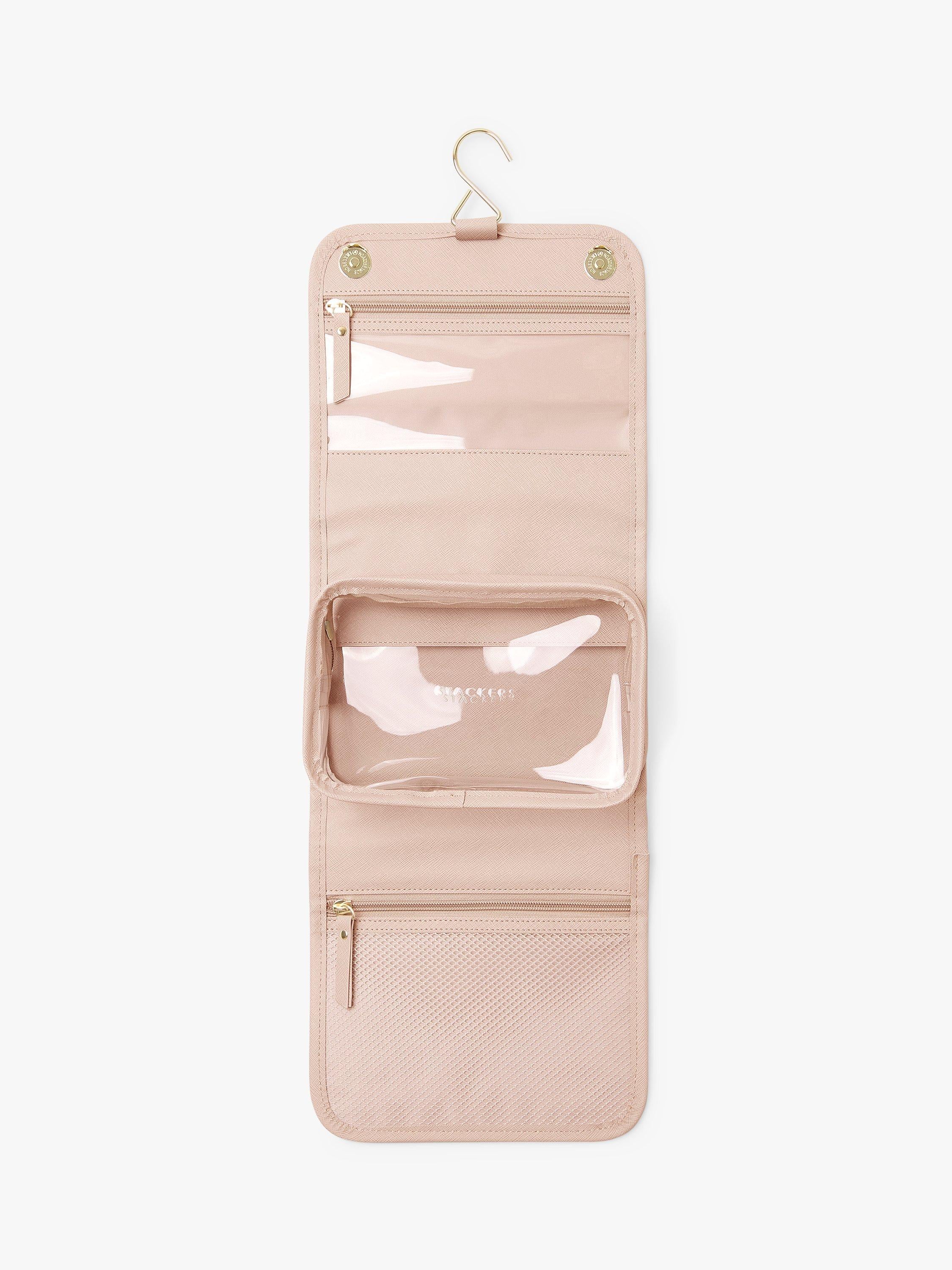 Stackers hanging travel wash bag clear compartment (British brand)