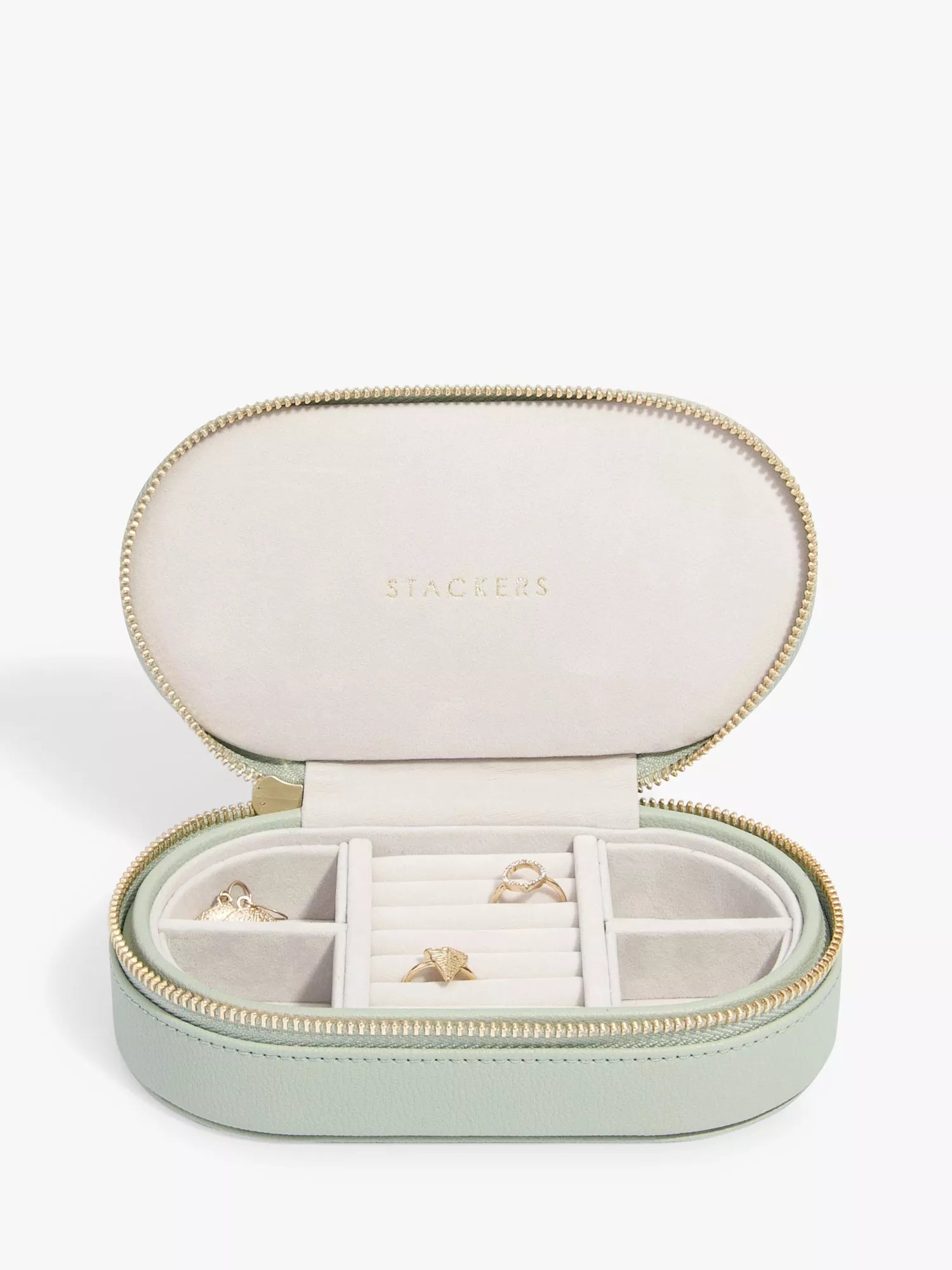 Stackers Oval Travel Jewellery Case with 5 compartments, UK version
