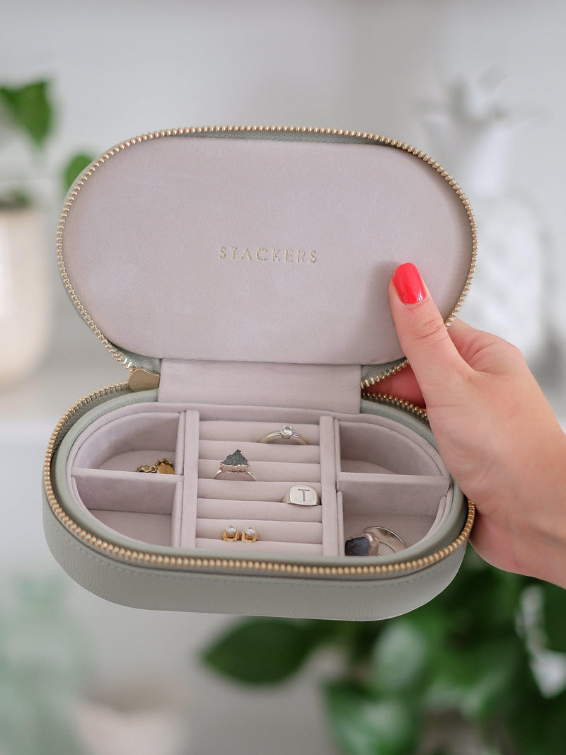 Stackers Oval Travel Jewellery Case with 5 compartments, UK version