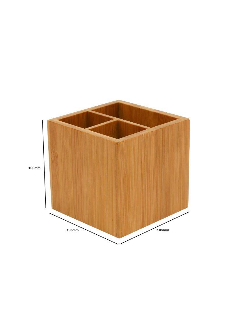 Osco Bamboo 3 Section Pen Pot Office Storage, UK version