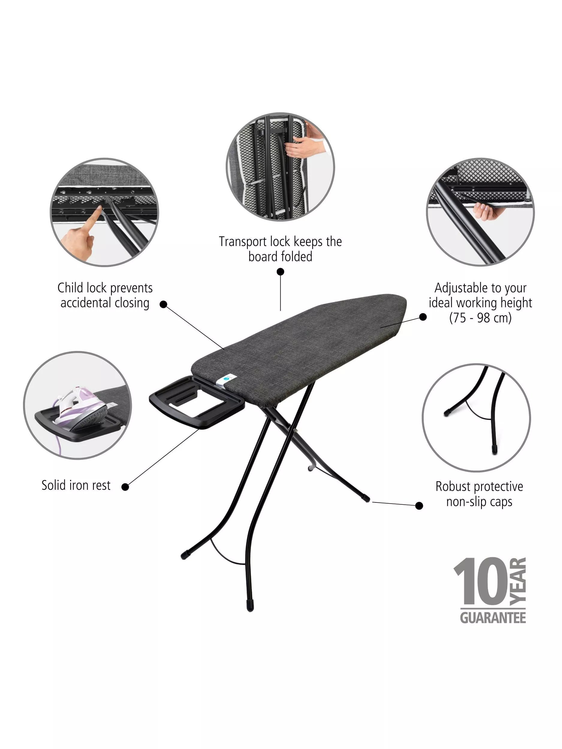 Brabantia extra large ironing board denim black L124xW45, UK version