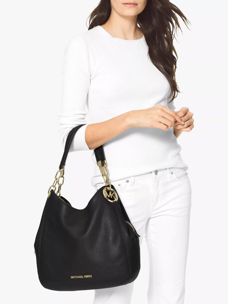 Michael Kors Lillie large leather shoulder bag black (British brand)