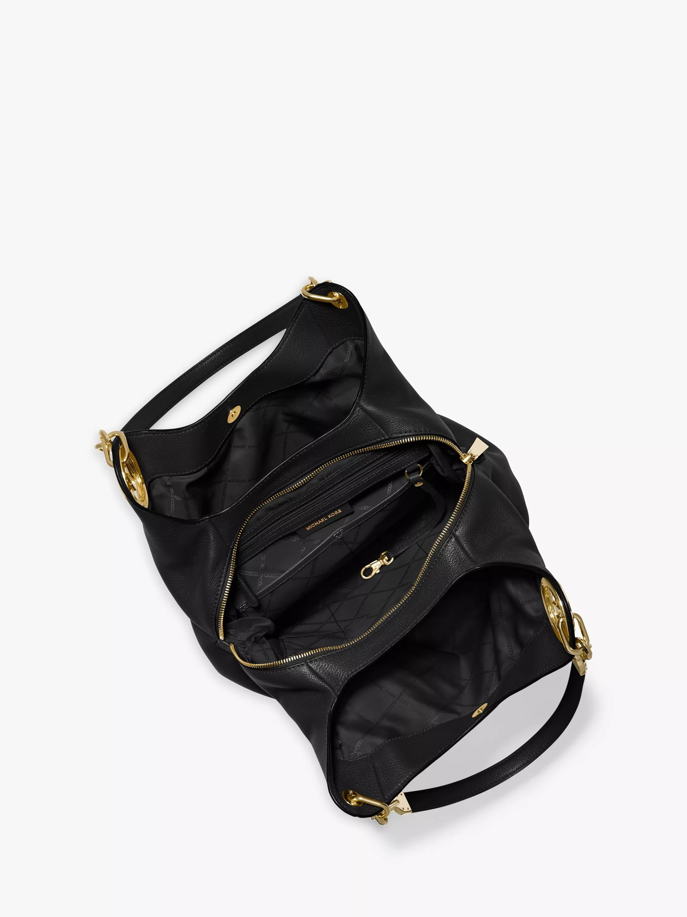 Michael Kors Lillie large leather shoulder bag black (British brand)