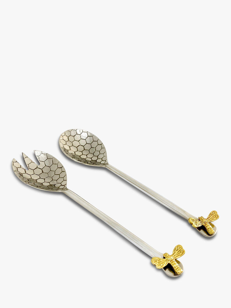 Culinary Concepts Queen Bee salad servers set with honeycomb pattern, 2 piece - British product