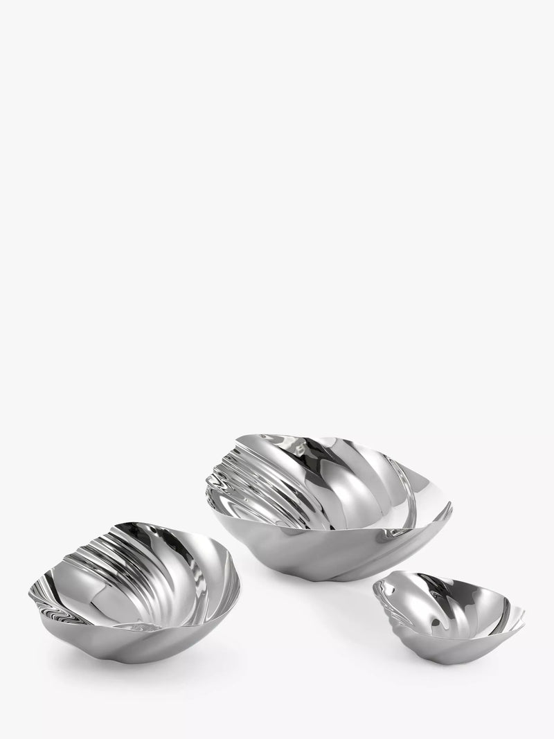 Robert Welch cascade dish in mirror-polished stainless steel, imported from the UK