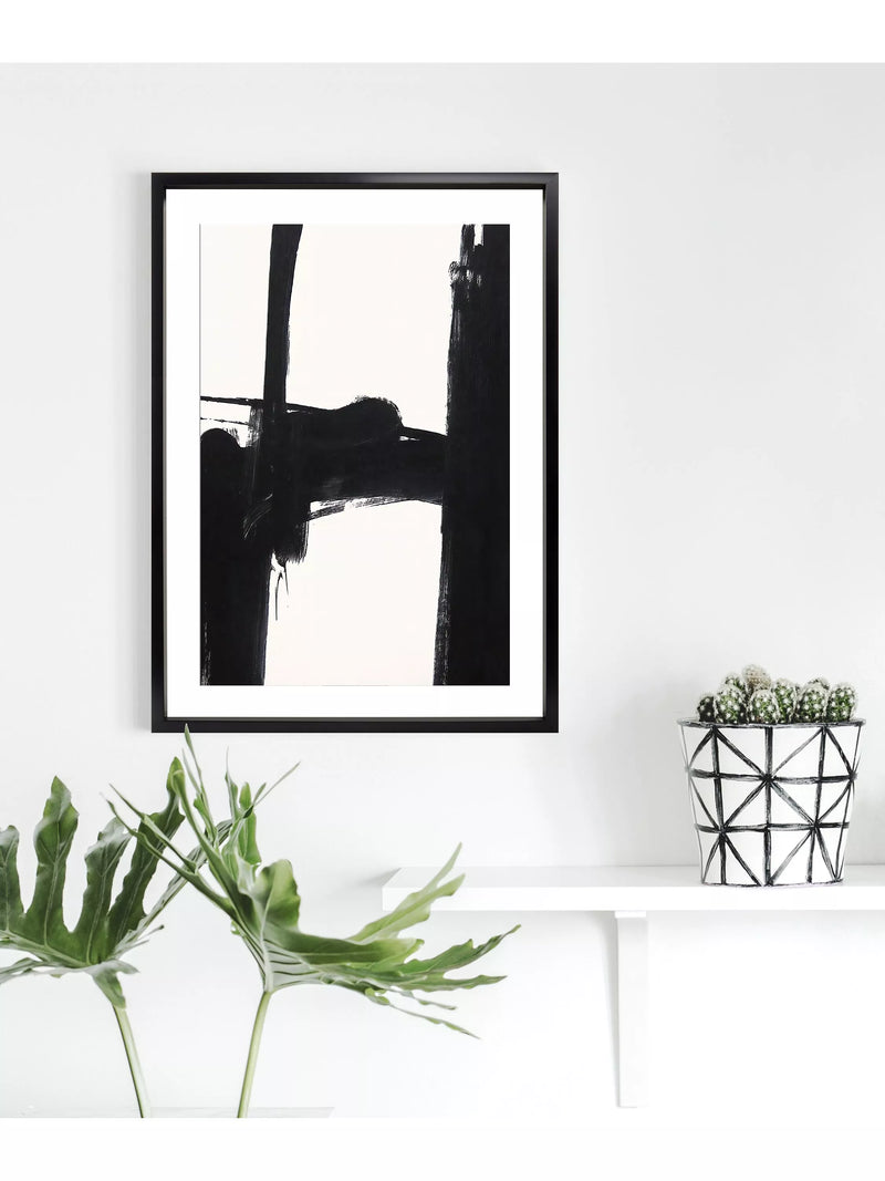 Brookpace Lascelles Nero 3 abstract framed print 76x56cm, UK version