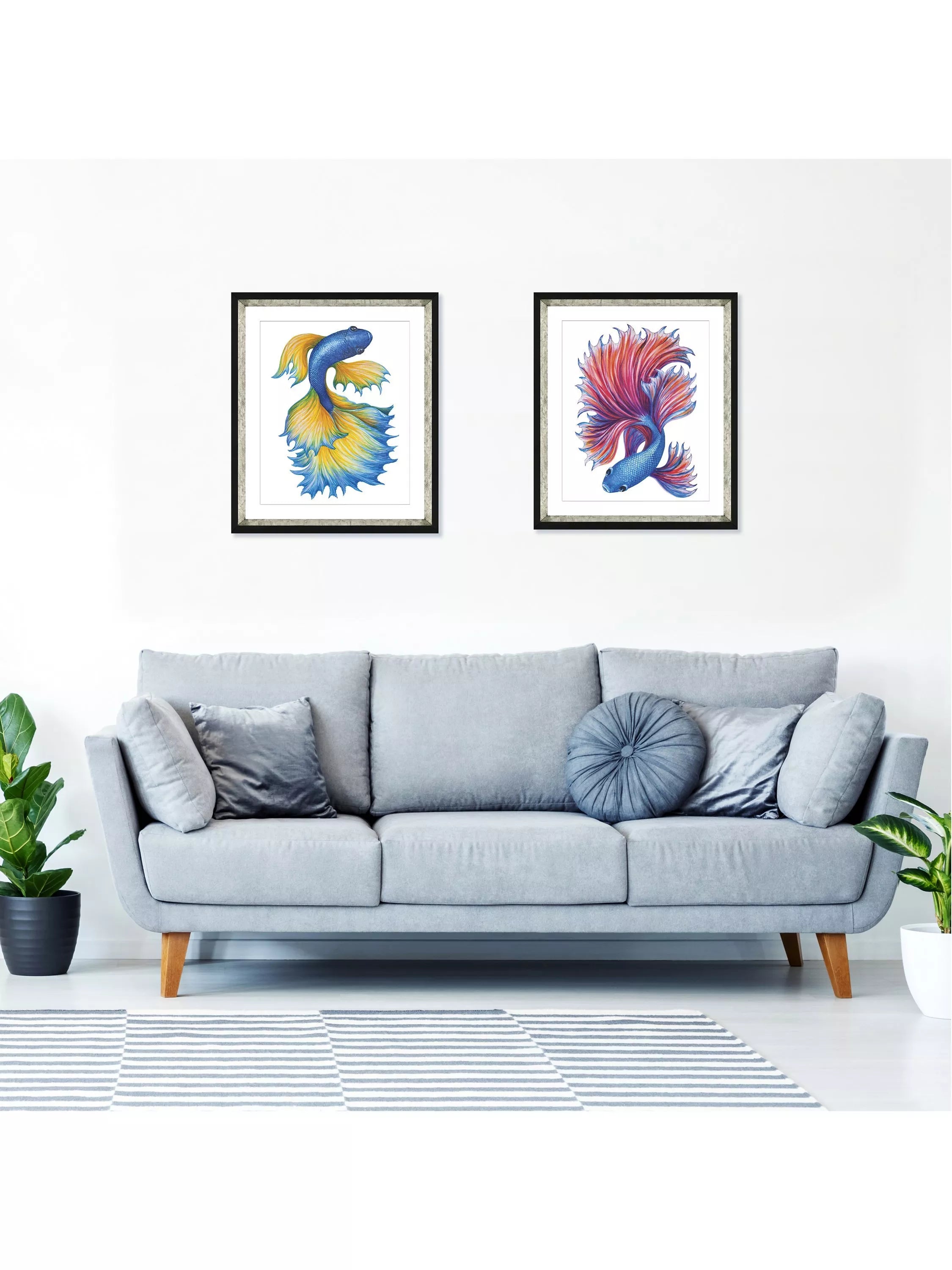 Brookpace Lascelles Fancy Fish 2 framed print 56x46cm, UK version