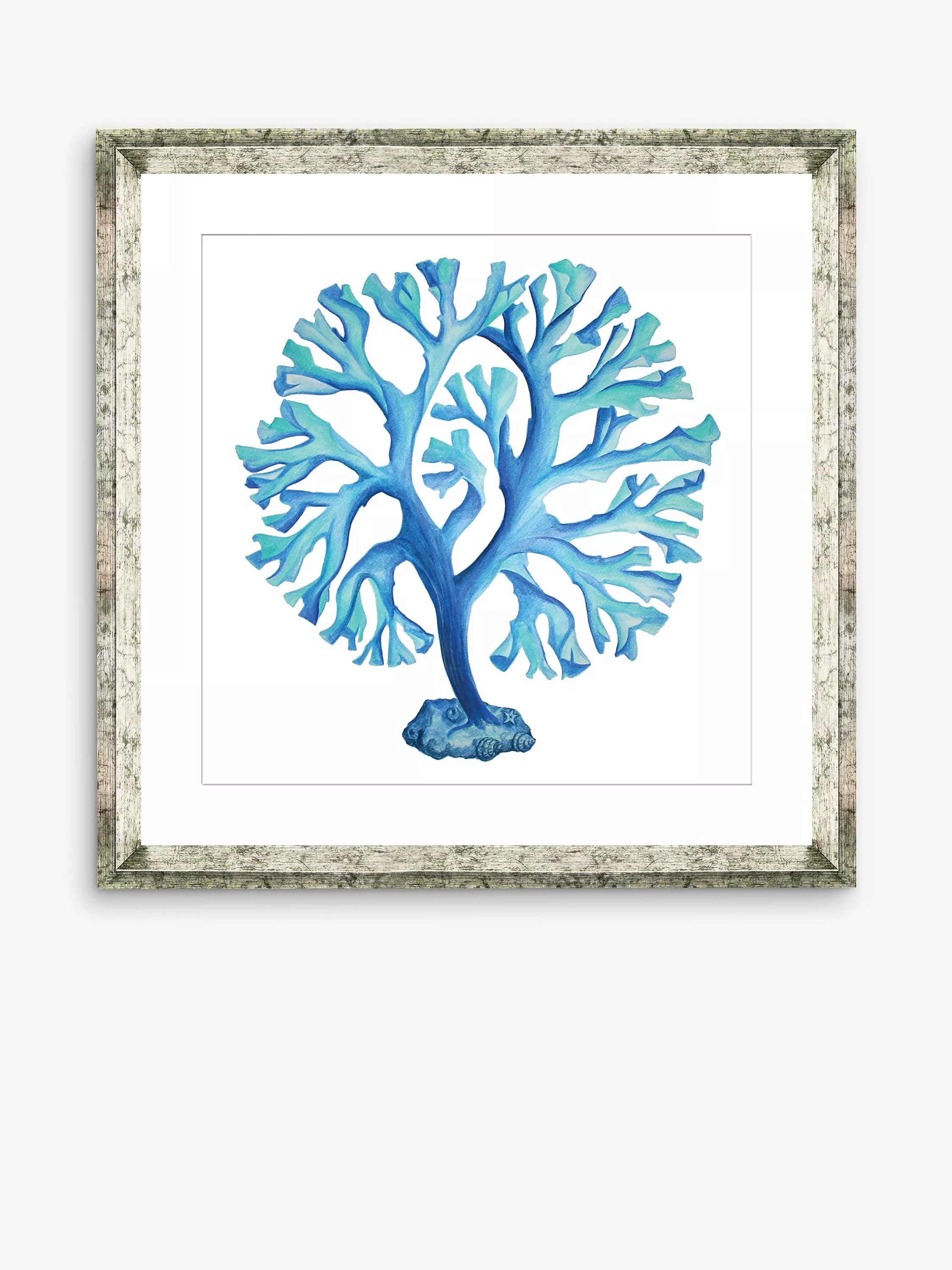 Brookpace Lascelles framed print blue seaweed 46 x 46 cm - British product