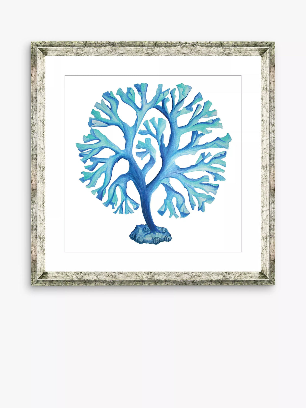 Brookpace Lascelles framed print blue seaweed 46 x 46 cm - British product