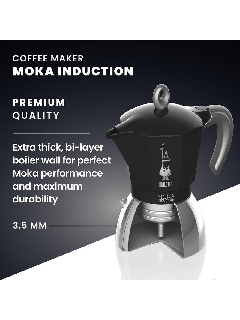 Bialetti Moka Induction Espresso Coffee Maker Black 180ml - British product