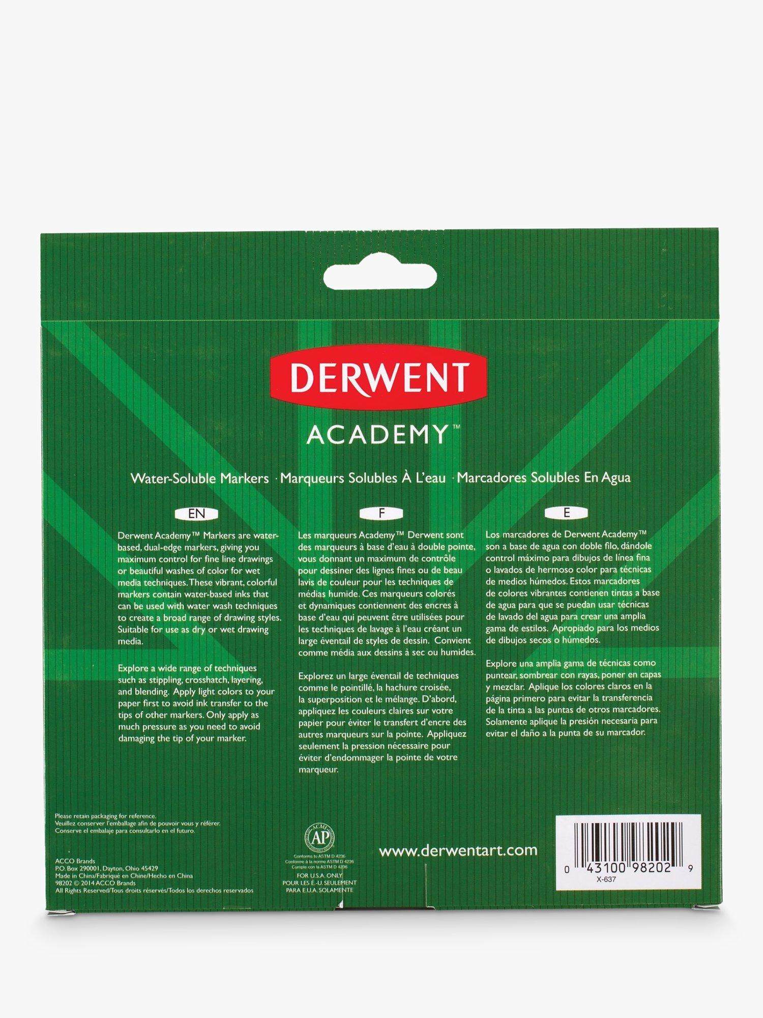 Derwent Academy water soluble markers pack of 20 - British product