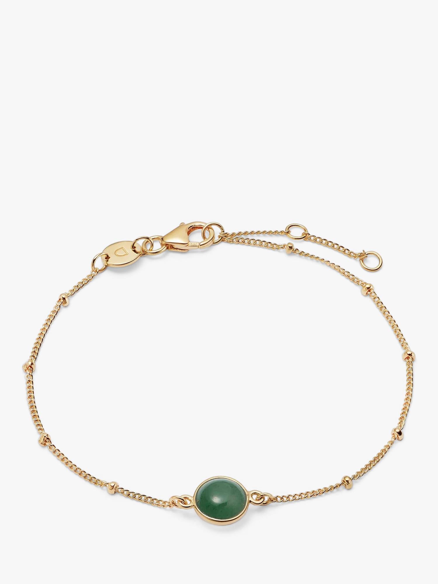 Daisy London gold plated aventurine stone bracelet, adjustable chain - British product
