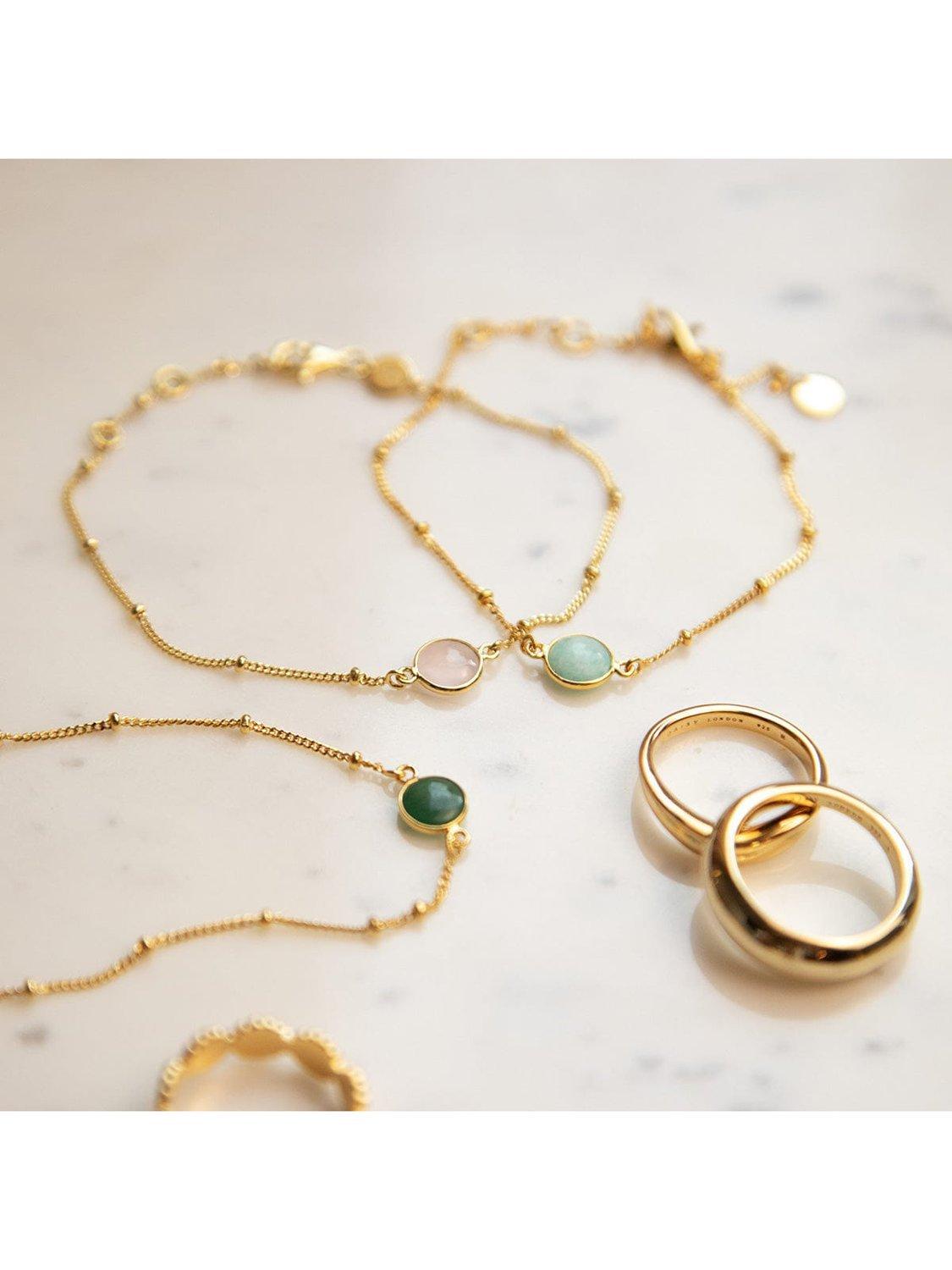 Daisy London gold plated aventurine stone bracelet, adjustable chain - British product