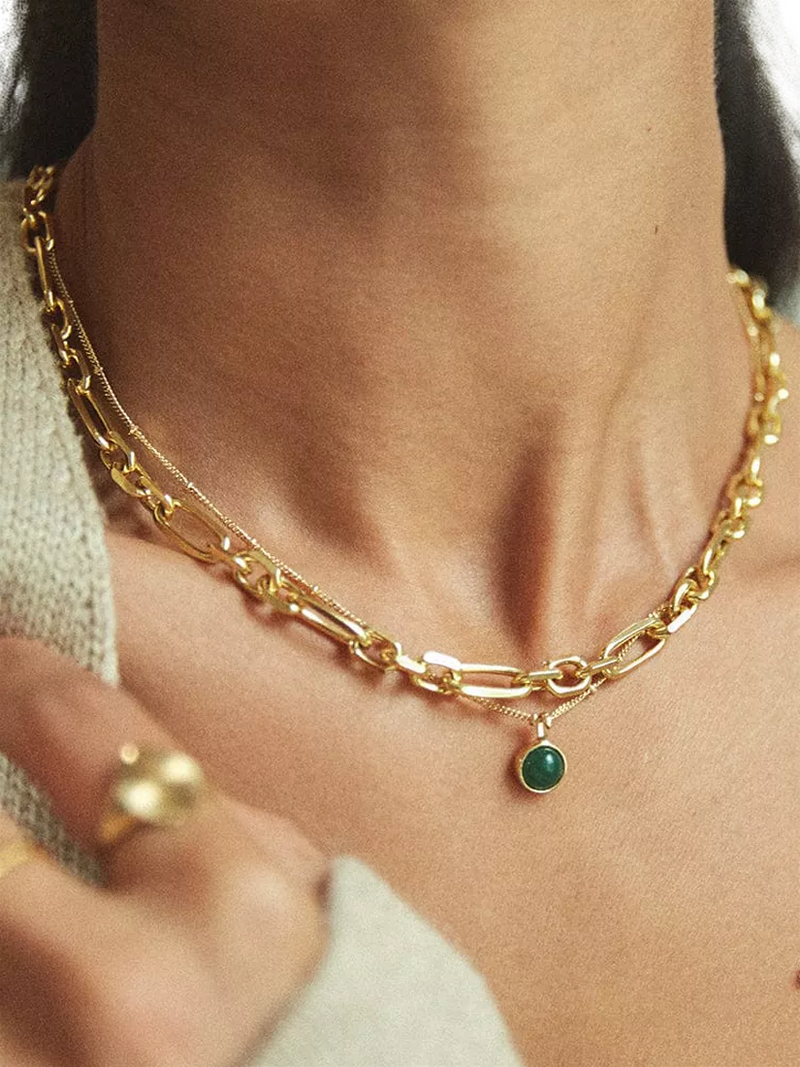 Daisy London pendant necklace aventurine stone 43cm - British product