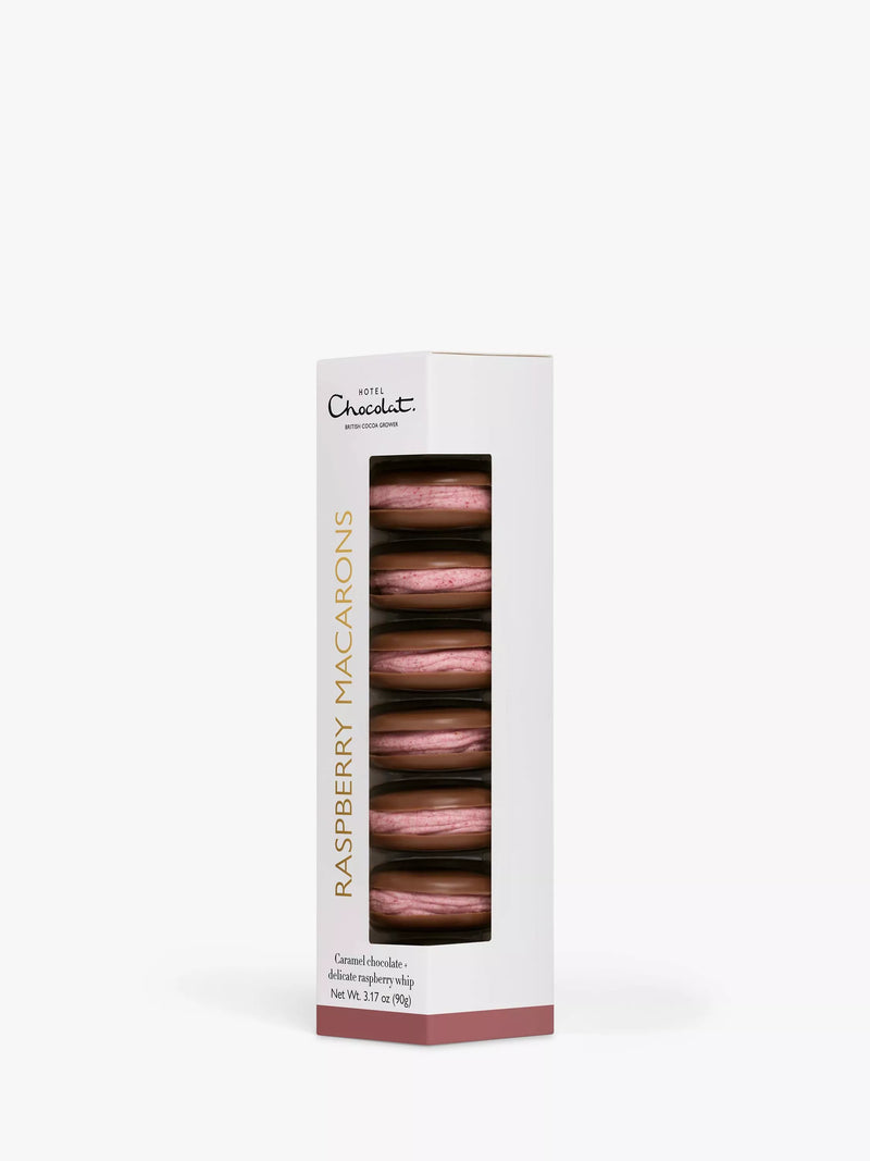 Hotel Chocolat raspberry and caramel chocolate macarons 90g, UK version