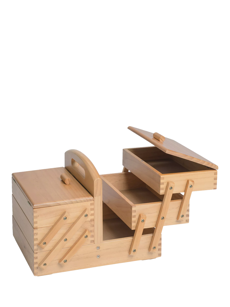 Milward wooden cantilever sewing storage box, UK version