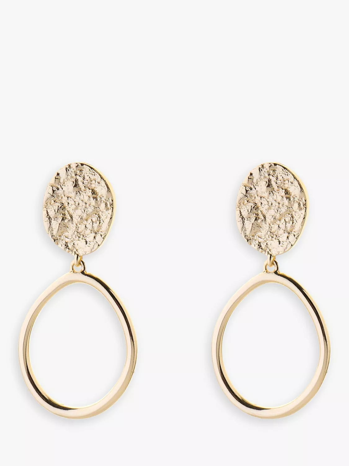 Tutti drop earrings gold plated oval textured 4cm, imported from the UK