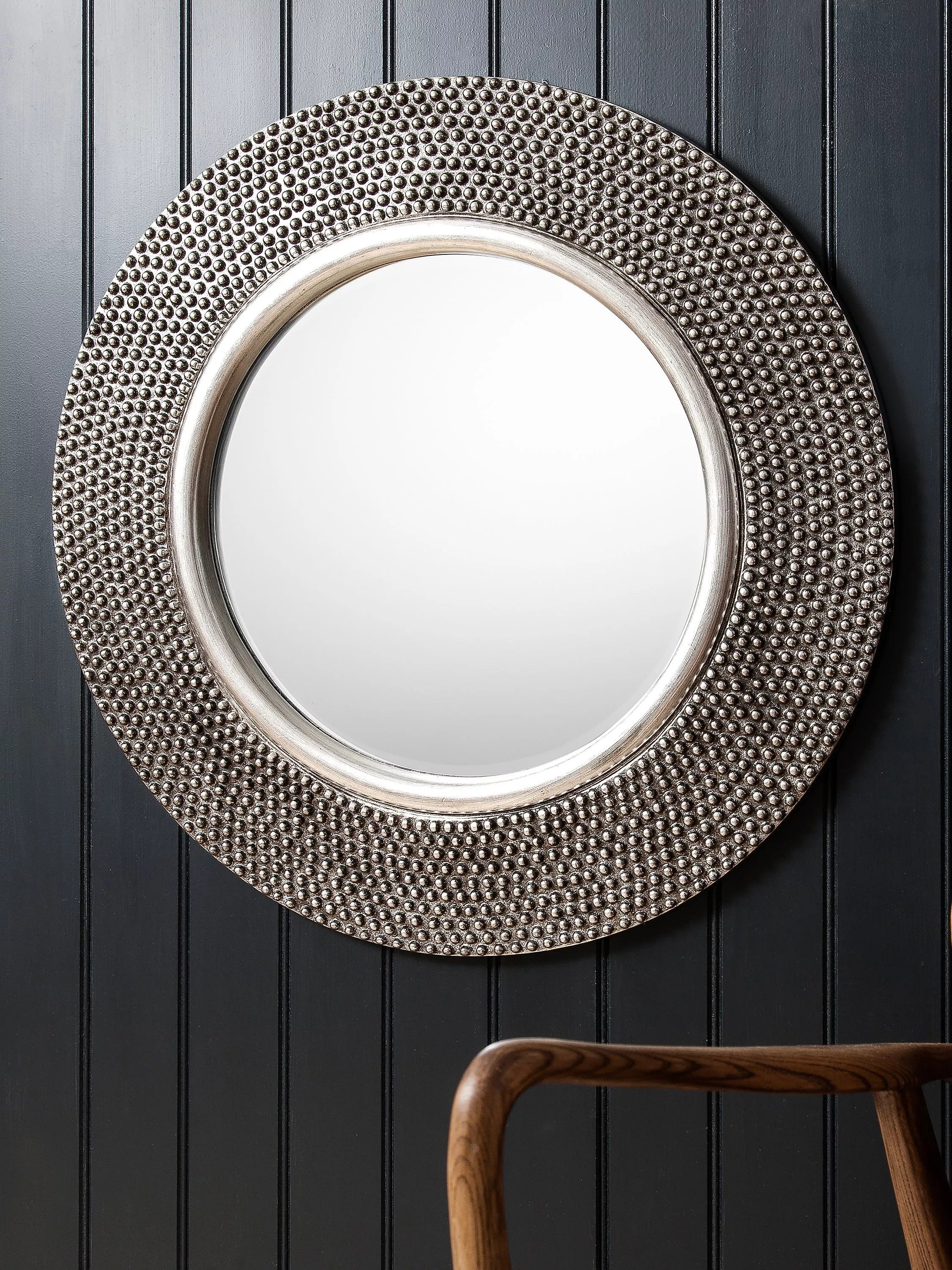 Gallery Direct Whittington round textured mirror 80cm, imported from the UK