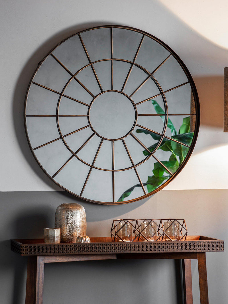 Gallery Direct Battersea round metal mirror 105cm bronze, imported from the UK