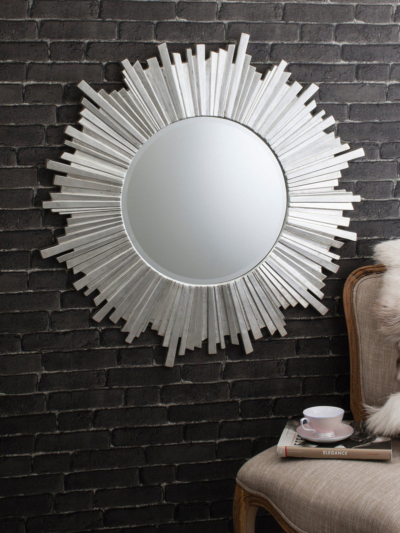 Gallery Direct starburst round mirror silver 100cm, UK version
