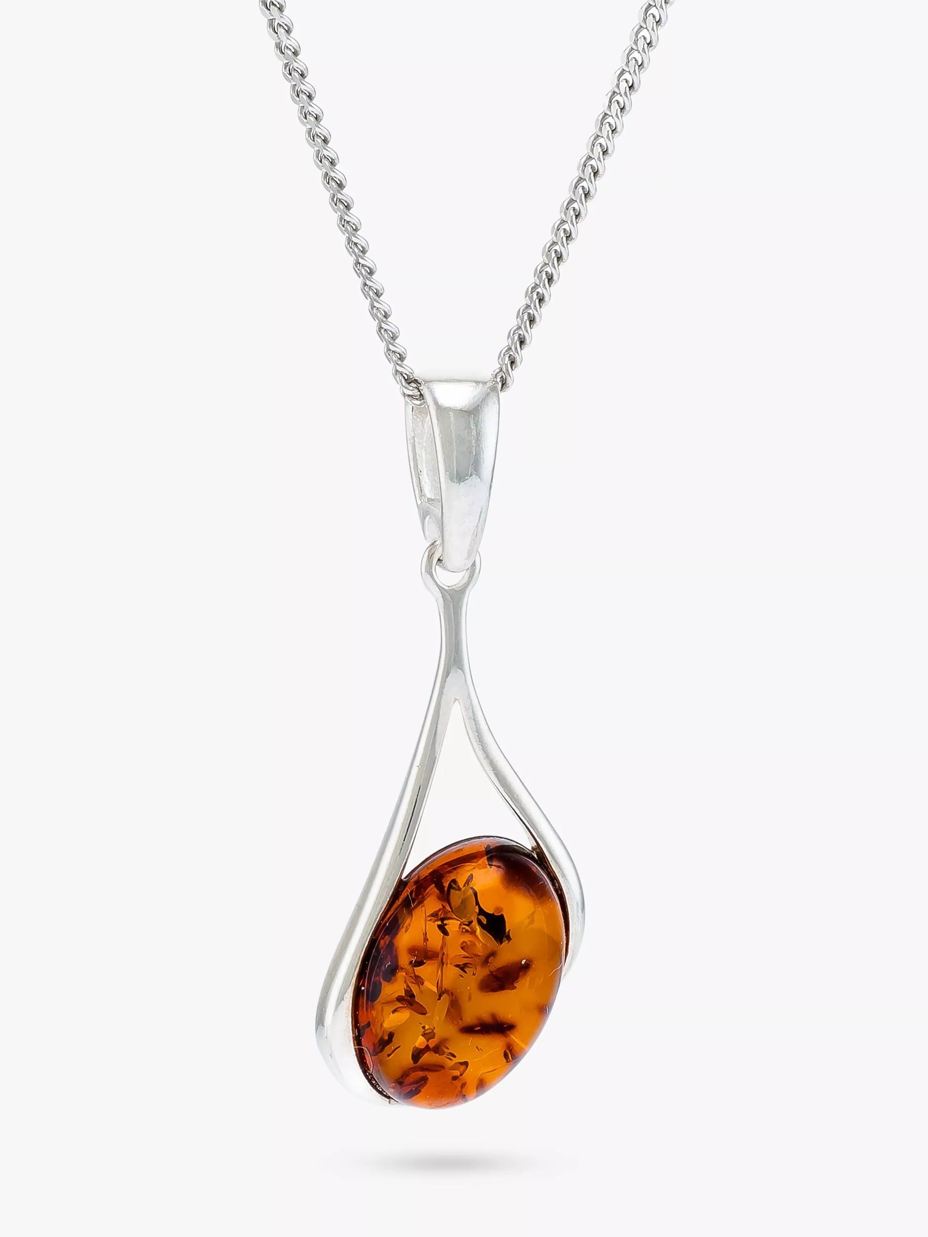 Be-Jewelled amber pendant necklace cognac 46cm - British product