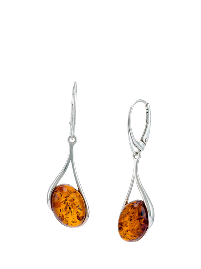 John Lewis Be-Jewelled Amber Sterling Silver Drop Earrings, Cognac- Buy online at McGrocer