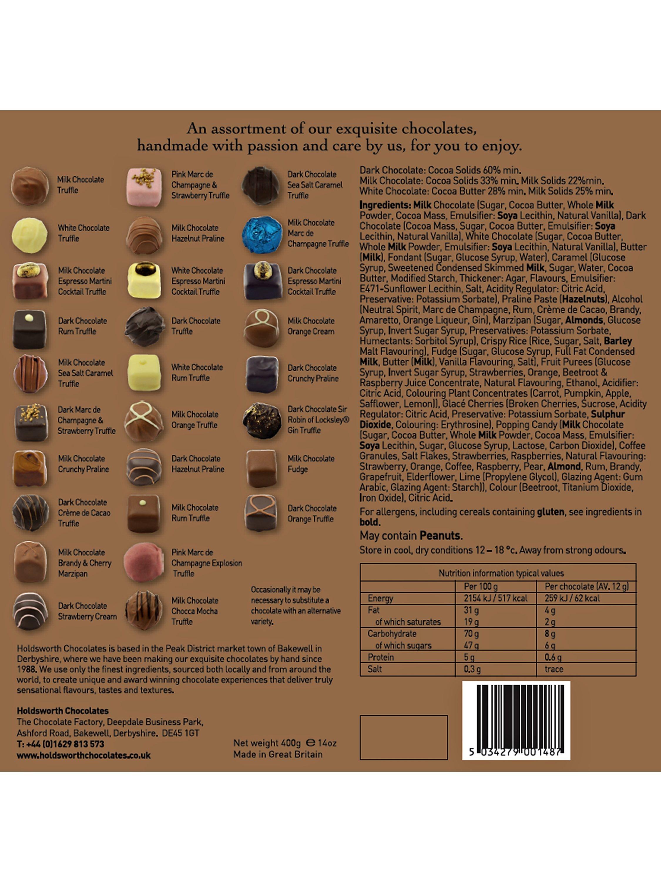 Holdsworth chocolate selection cube assortment with truffles and pralines, 400g, UK version
