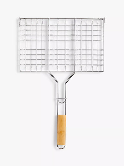 John Lewis John Lewis Stainless Steel BBQ Grill Basket with Bamboo Handle- Buy online at McGrocer