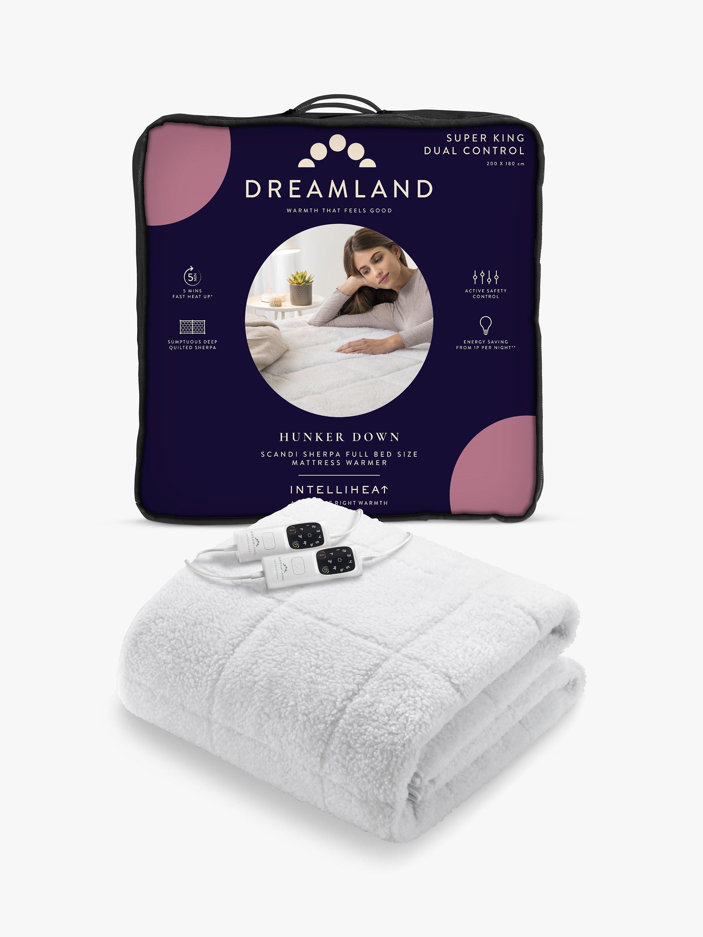 Dreamland Sherpa Elektrische Unterbettdecke Weiß, Bettgröße: 135x190cm - Britisches Produkt