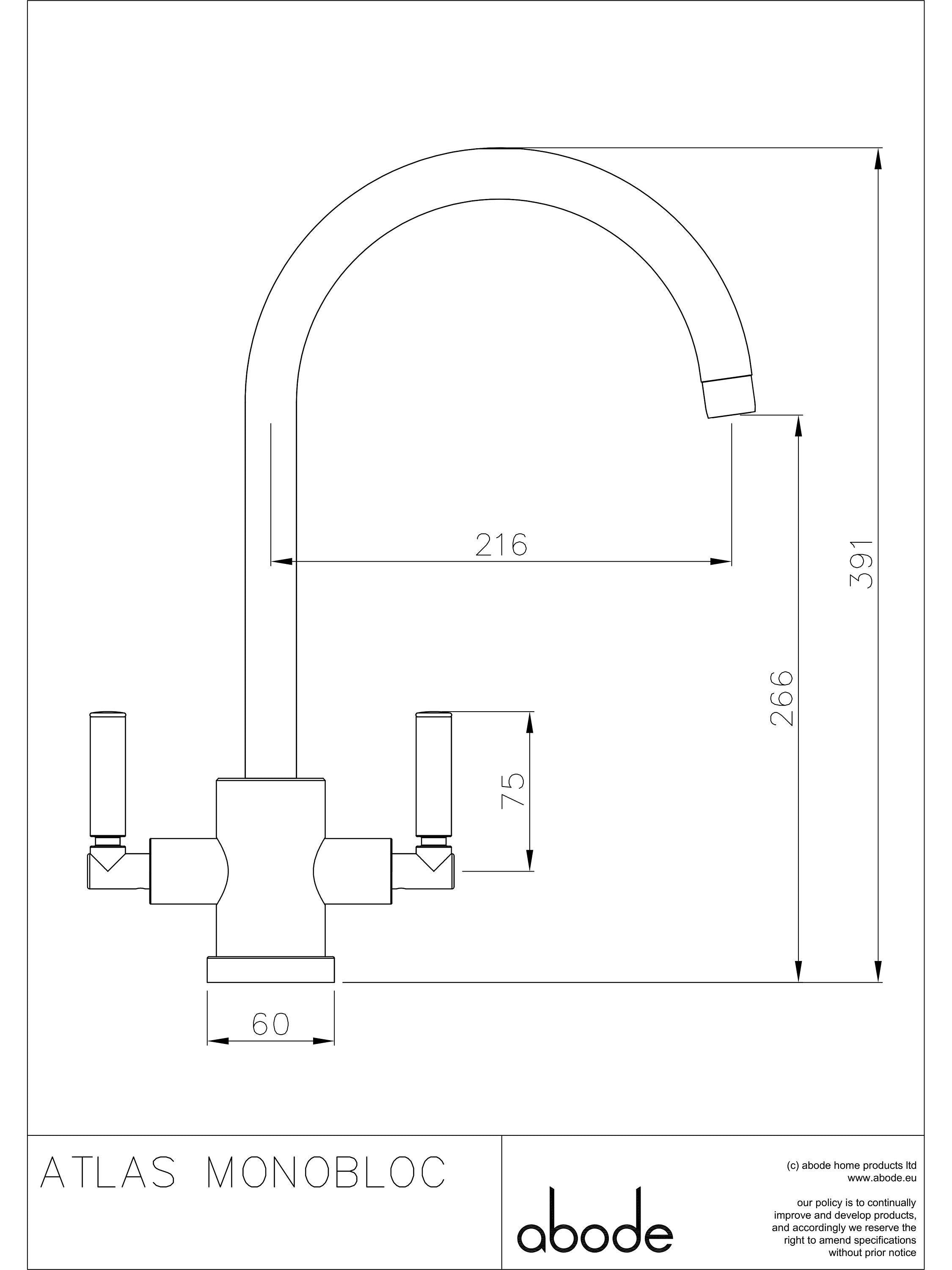 Monobloc 2 Lever Kitchen Tap with Arch Design and Anti-Splash Spout