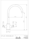 Monobloc 2 Lever Kitchen Tap with Arch Design and Anti-Splash Spout