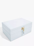 Stackers blue leather jewellery box with mirror - British product
