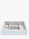 Stackers blue leather jewellery box with mirror - British product