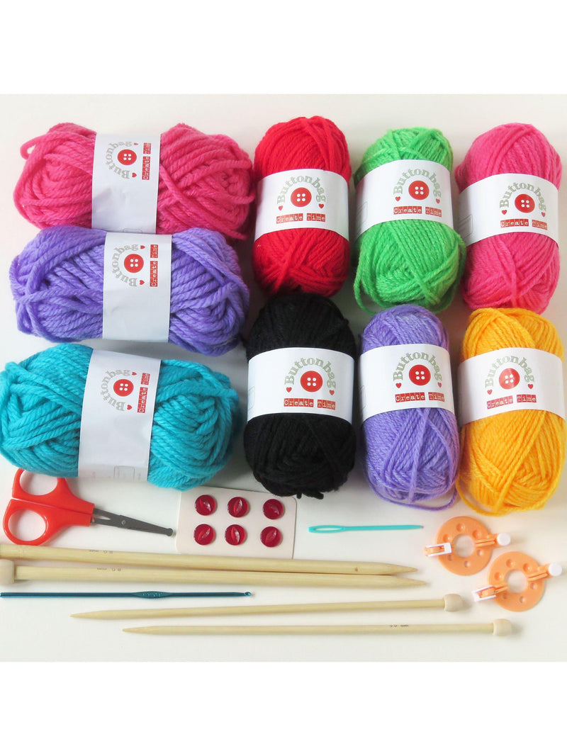 Buttonbag knitting and crochet kit (British brand)