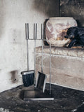 Ivyline pewter fireside set with brush, shovel, and poker, UK version