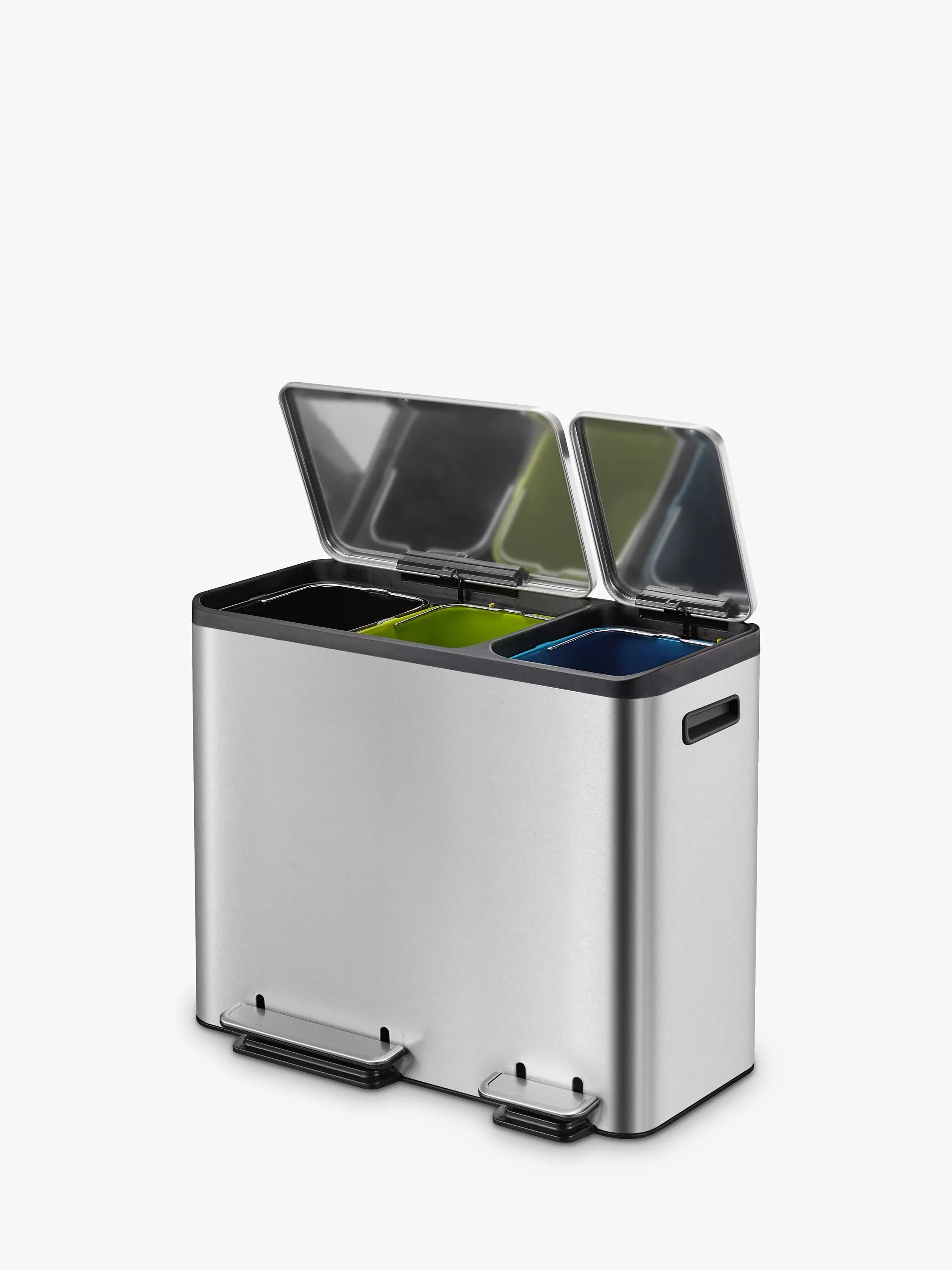 EKO Ecocasa 3 Section Recycling Bin, Stainless Steel, 3x 15L
