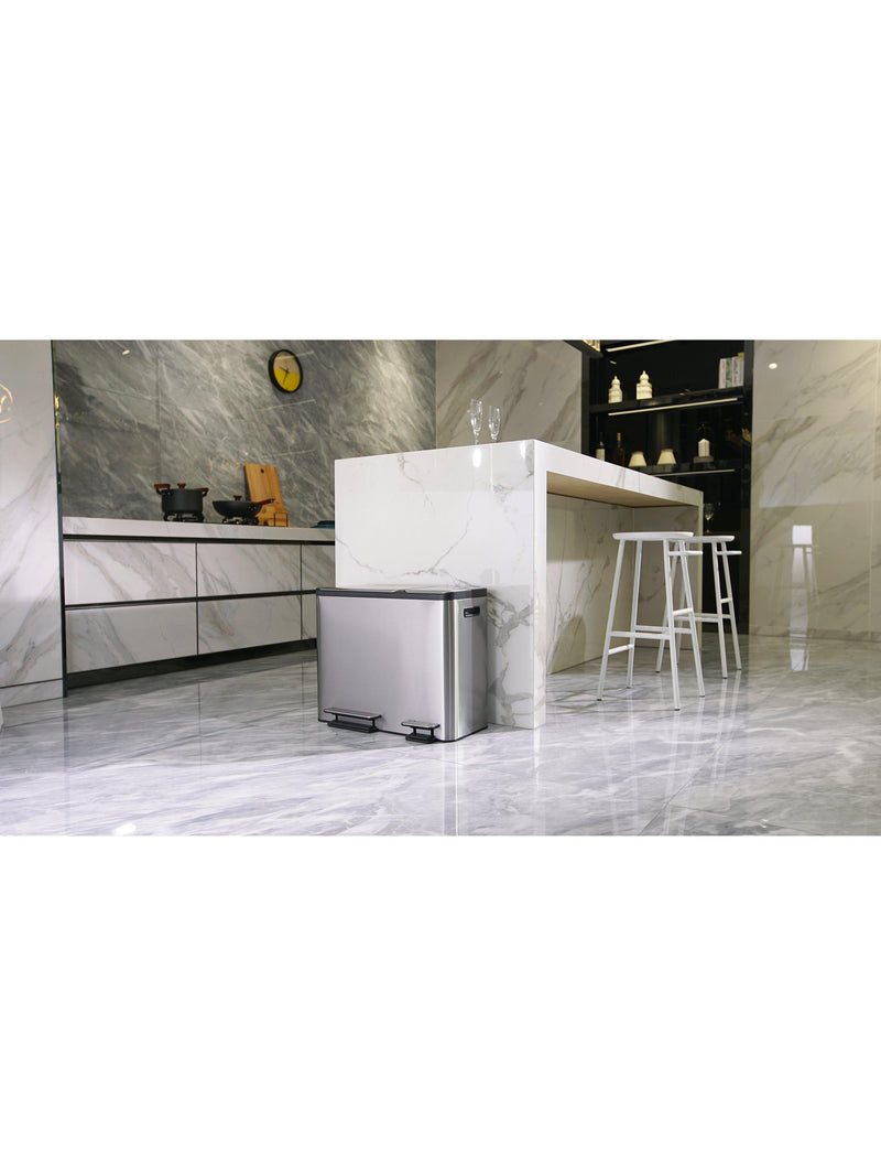EKO Ecocasa 3 Section Recycling Bin, Stainless Steel, 3x 15L