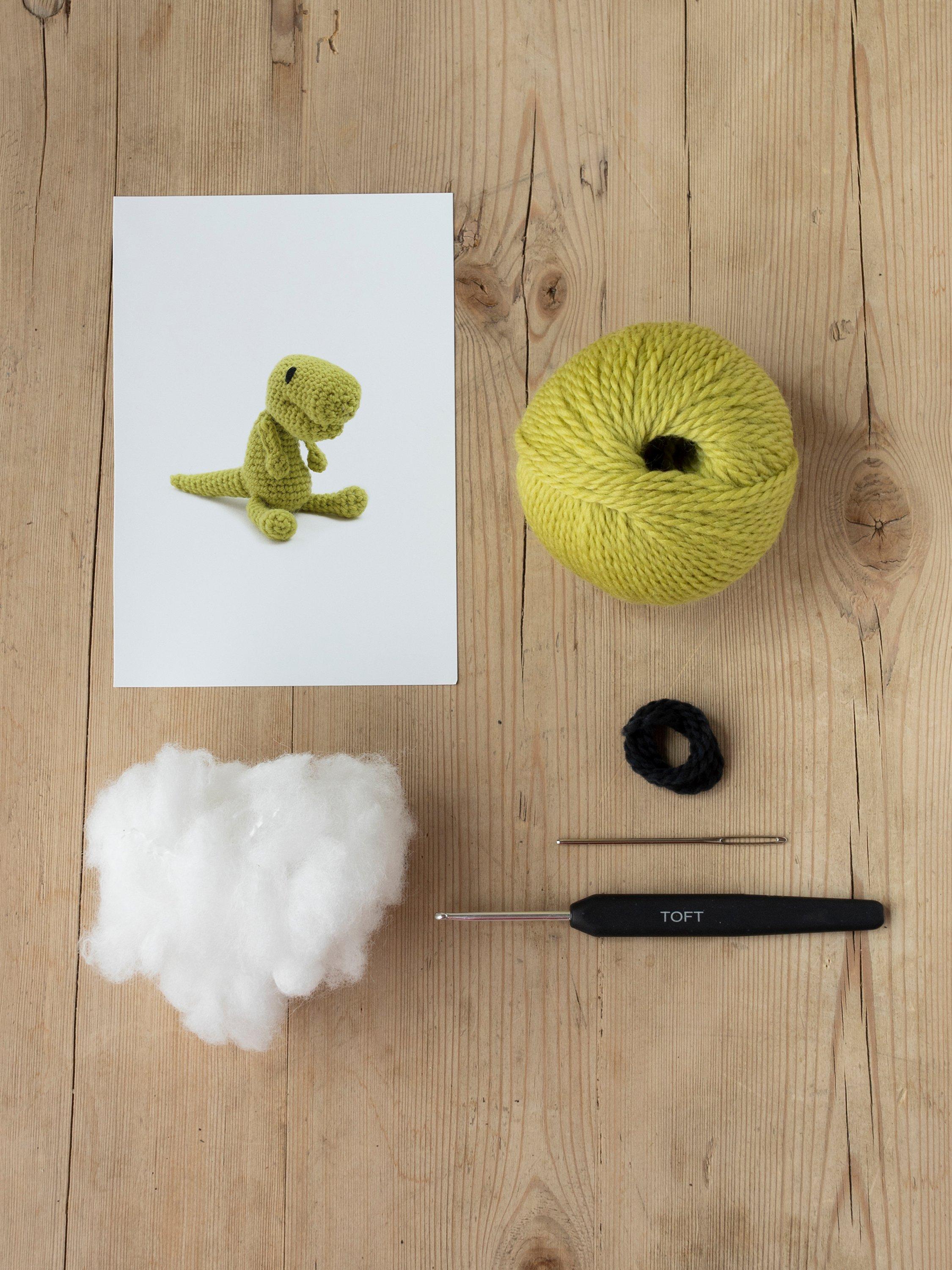 TOFT Mini Gregor T-Rex crochet kit, small toy (British brand)