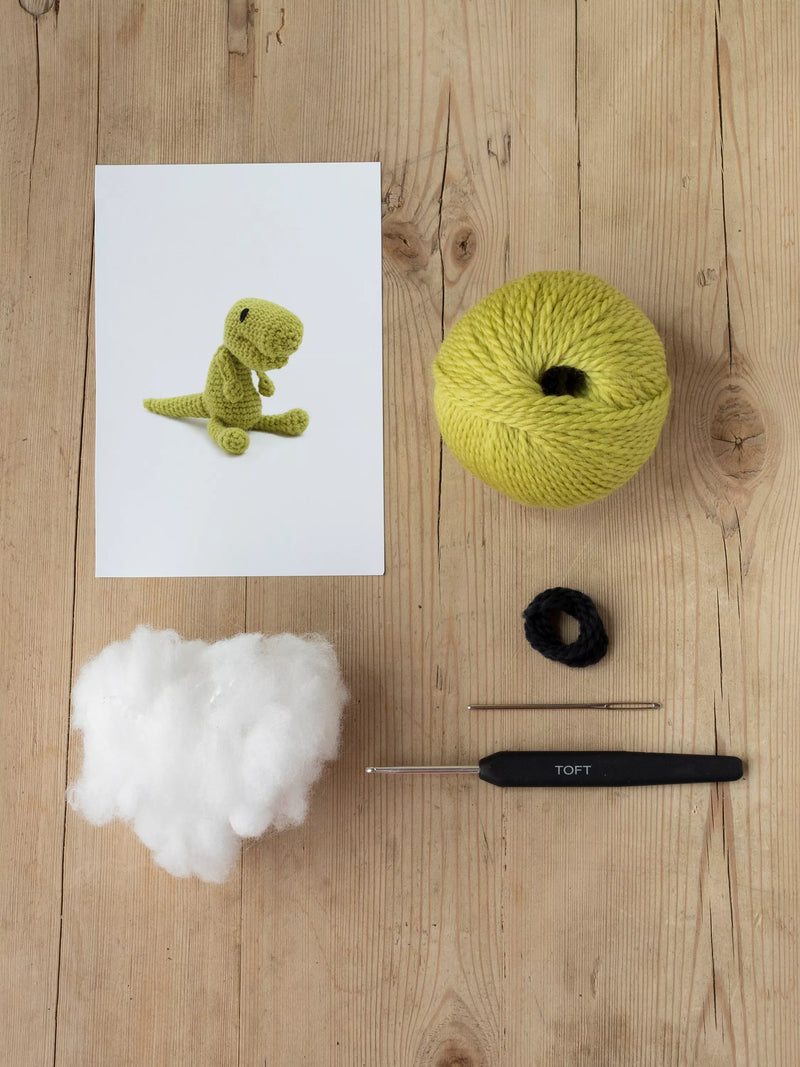 TOFT Mini Gregor T-Rex crochet kit, small toy (British brand)