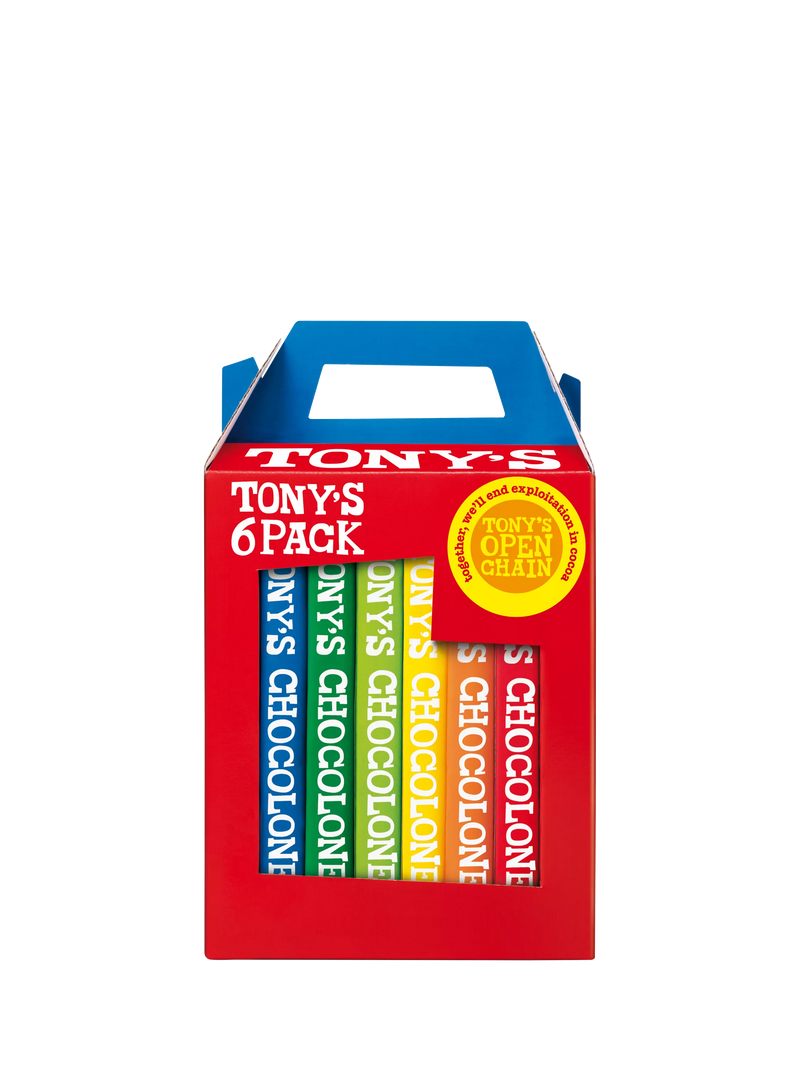 Tony's Chocolonely Rainbow chocolate bars pack of 6 (British brand)
