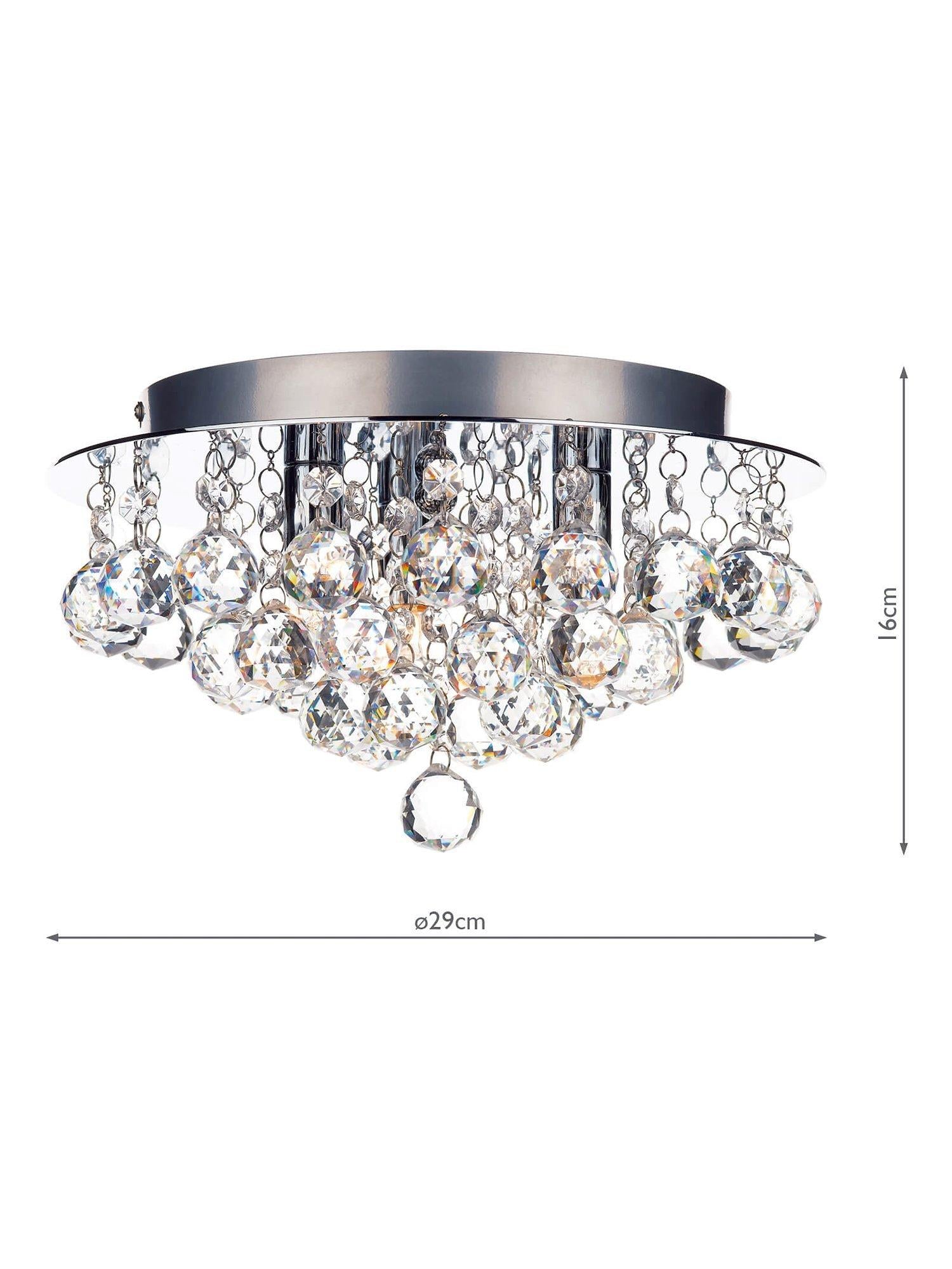 Där Pluto flush crystal ceiling light 29cm, imported from the UK
