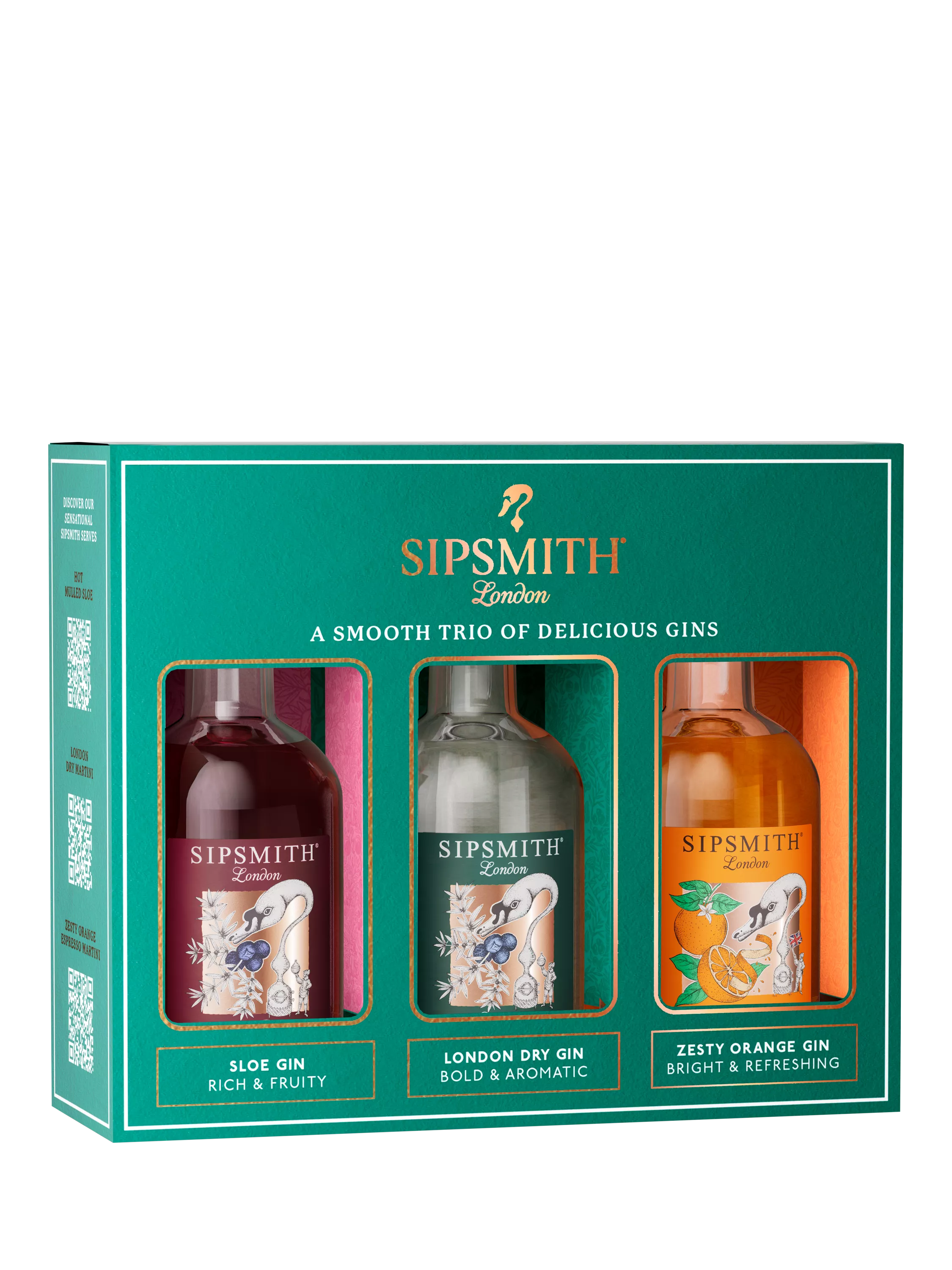 Sipsmith Mini Gin Trio with London Dry, Zesty Orange and Lemon Drizzle 3x 5cl (British brand)