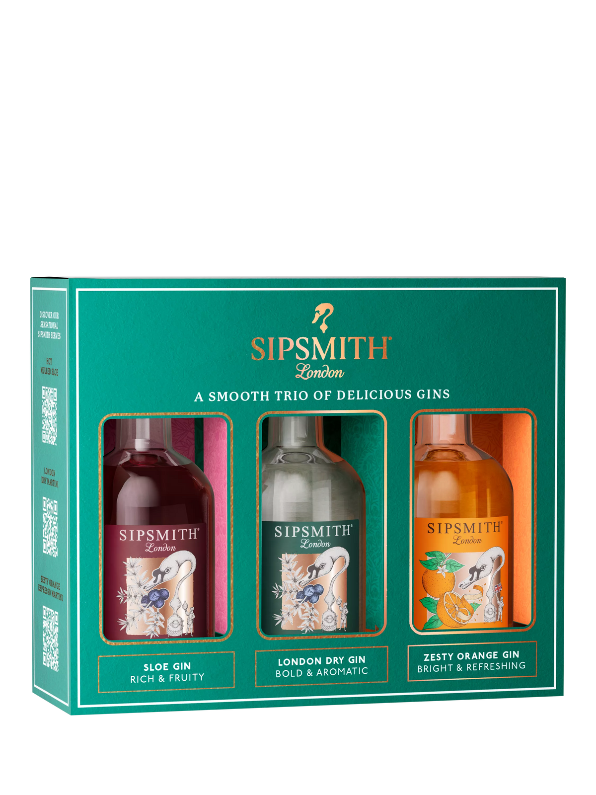Sipsmith Mini Gin Trio with London Dry, Zesty Orange and Lemon Drizzle 3x 5cl (British brand)