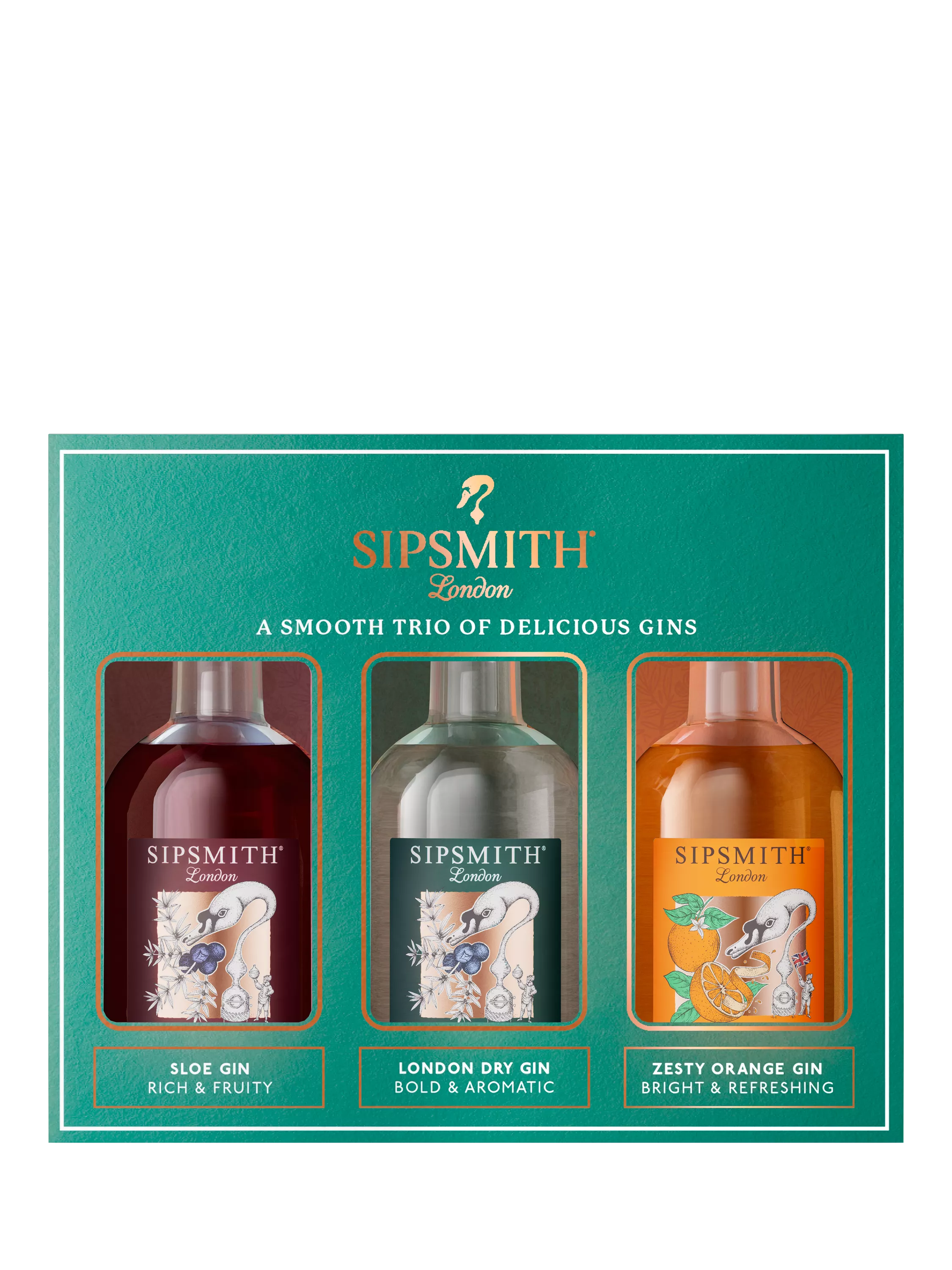 Sipsmith Mini Gin Trio with London Dry, Zesty Orange and Lemon Drizzle 3x 5cl (British brand)