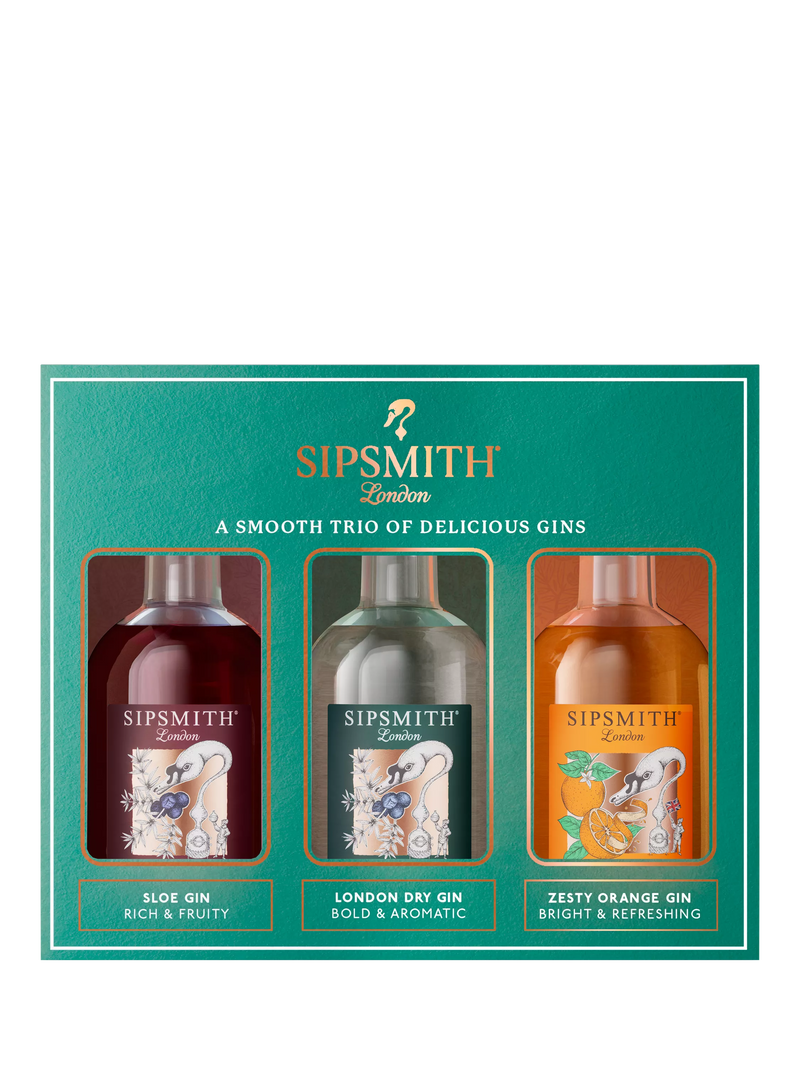 Sipsmith Mini Gin Trio with London Dry, Zesty Orange and Lemon Drizzle 3x 5cl (British brand)