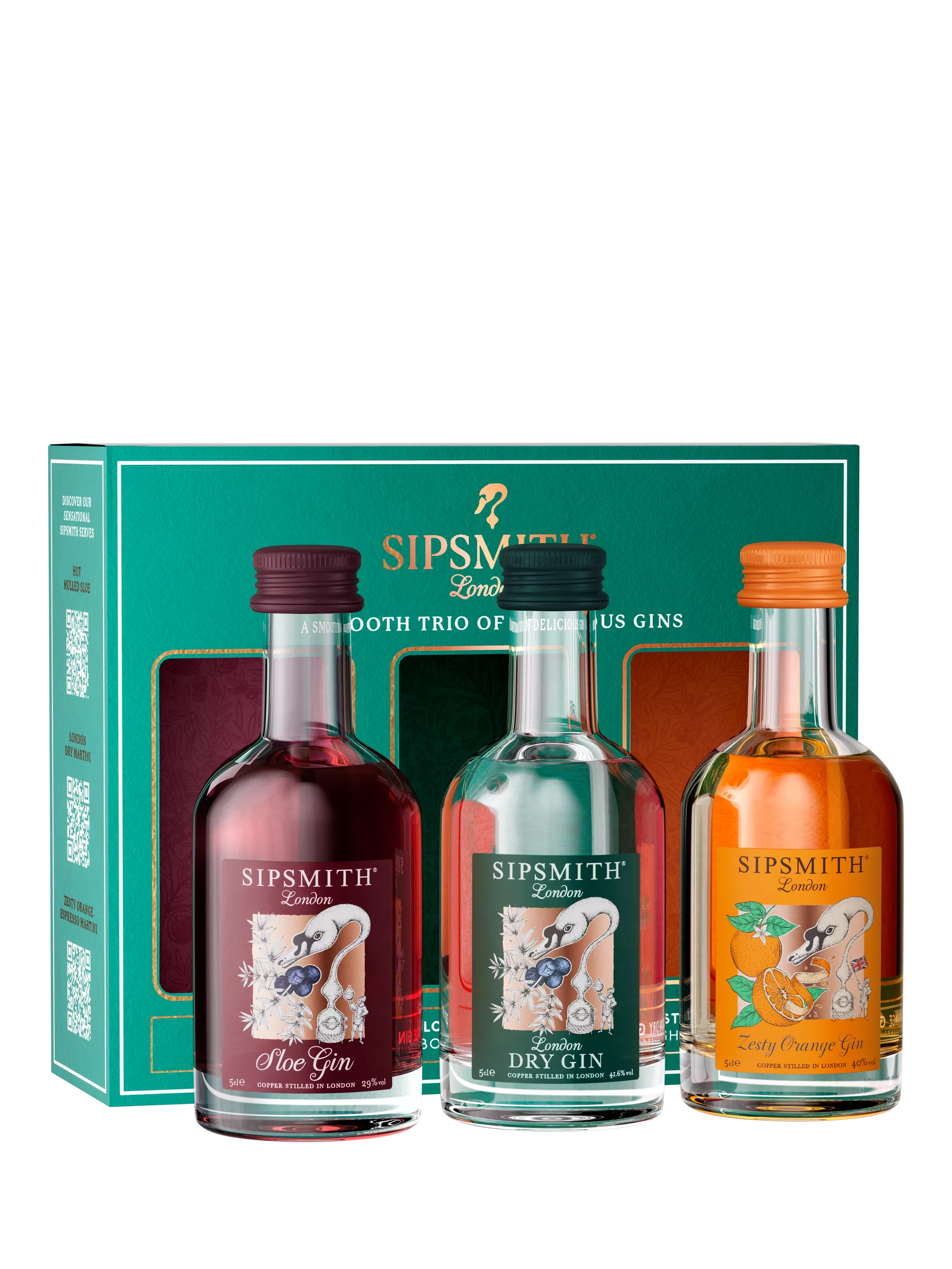 Sipsmith Mini Gin Trio with London Dry, Zesty Orange and Lemon Drizzle 3x 5cl (British brand)
