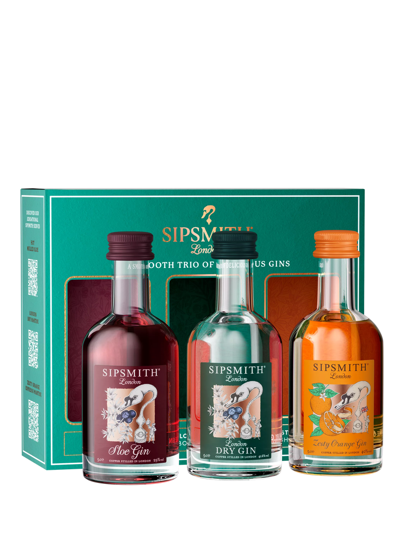 Sipsmith Mini Gin Trio with London Dry, Zesty Orange and Lemon Drizzle 3x 5cl (British brand)