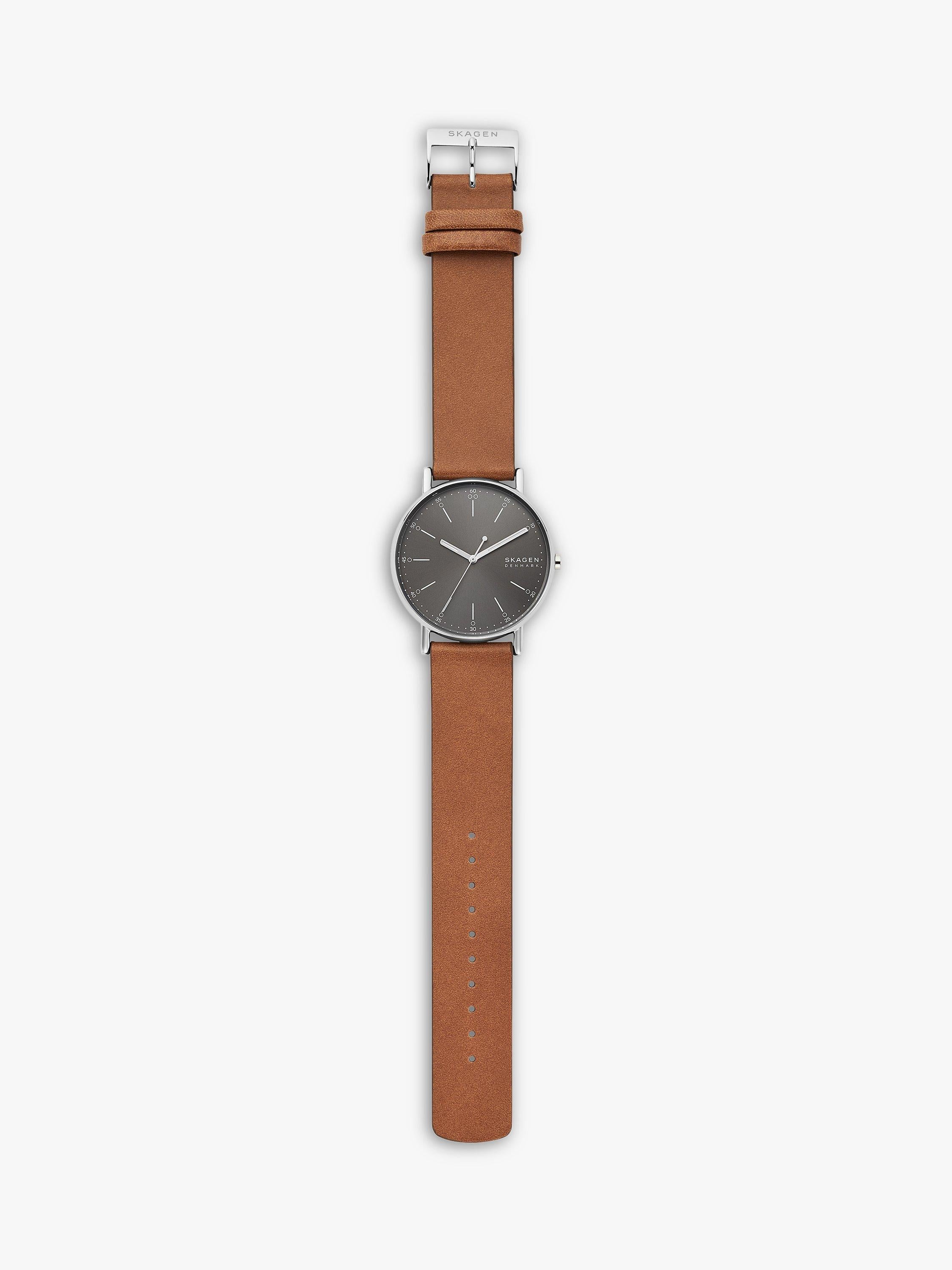 Skagen Signatur men's leather strap watch 40mm, imported from the UK