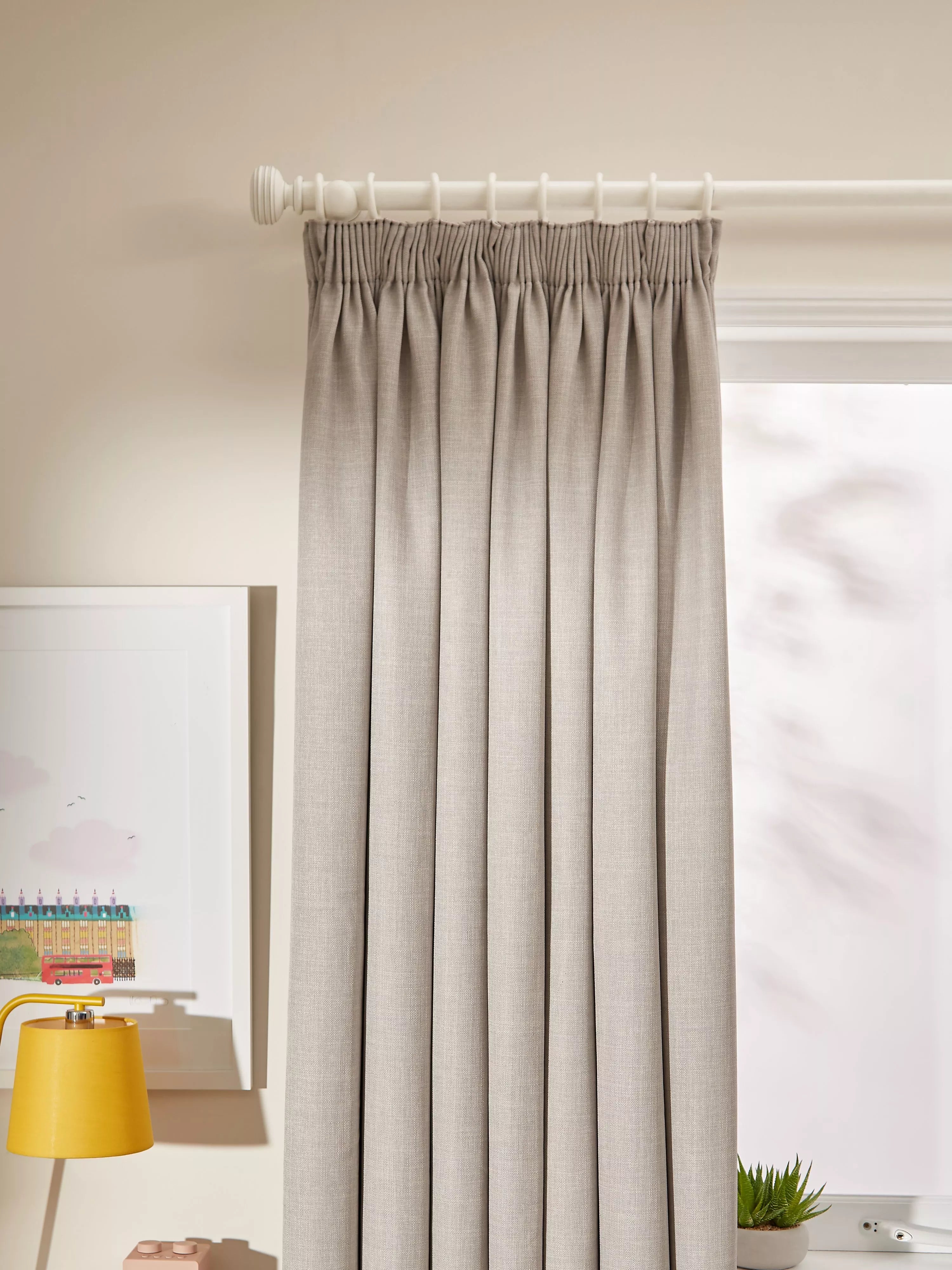John Lewis Textured Weave Pair Blackout Lined Pencil Pleat Curtains